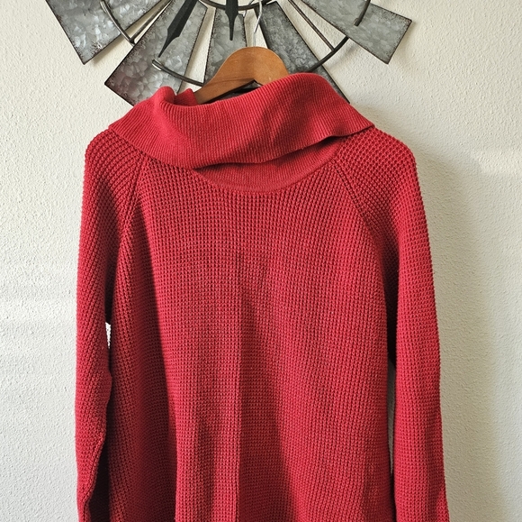 Michael Kors Women's Red Cowl Neck Chunky Knit Sweater Size XL. - Picture 3 of 9